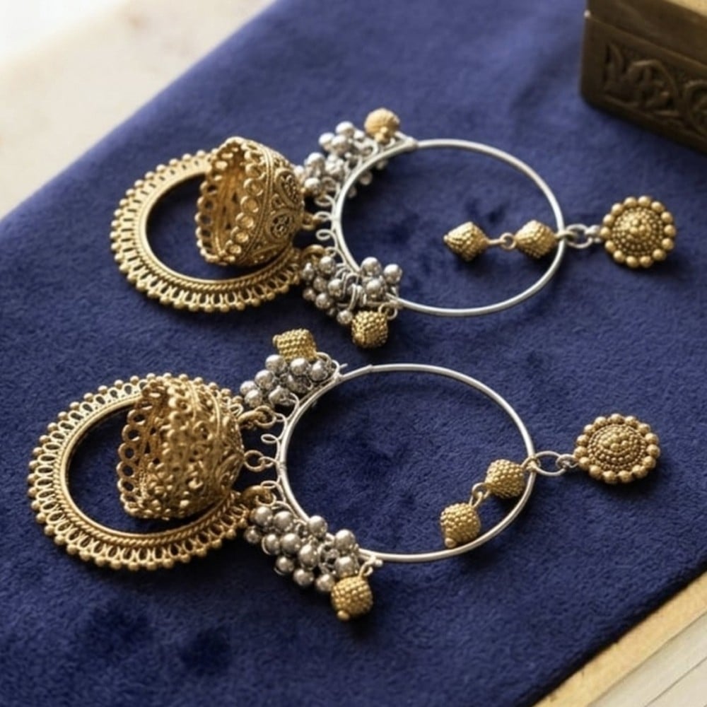 Handcrafted Metal Temple Hoop Earrings